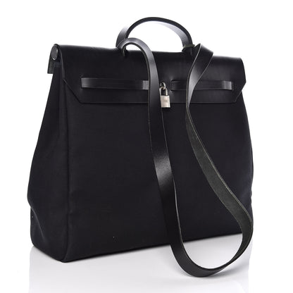 Hermes Toile Vache Calfskin Herbag 39 Black 4 of 10