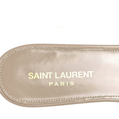 Saint Laurent Calfskin Tribute 05 Slide Sandals 39.5 Dark Beige 9 of 10