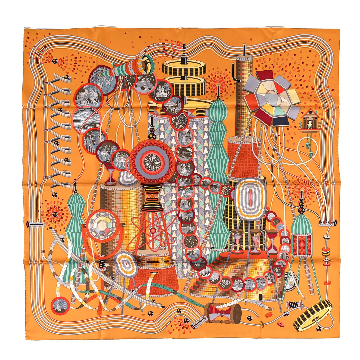 Silk Le Laboratoire du Temps Scarf 90 Caramel Vert Corail