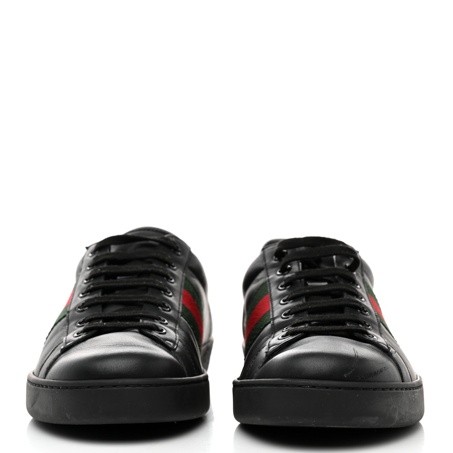 Gucci Miro Soft Calfskin Ayers Web Mens Ace Sneakers 9 Black Rosso 2 of 10