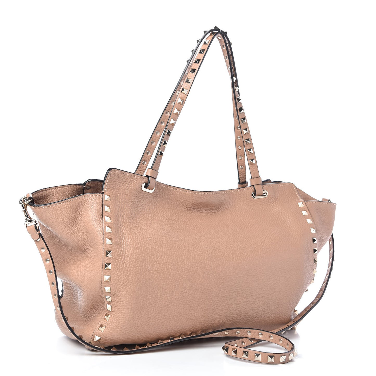Pebbled Calfskin Medium Rockstud Tote Skin Sorbet
