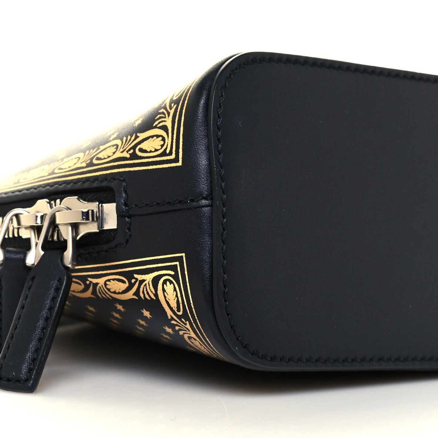 X SEGA Calfskin GUCCY Stars Mini Dome Shoulder Bag Black Gold