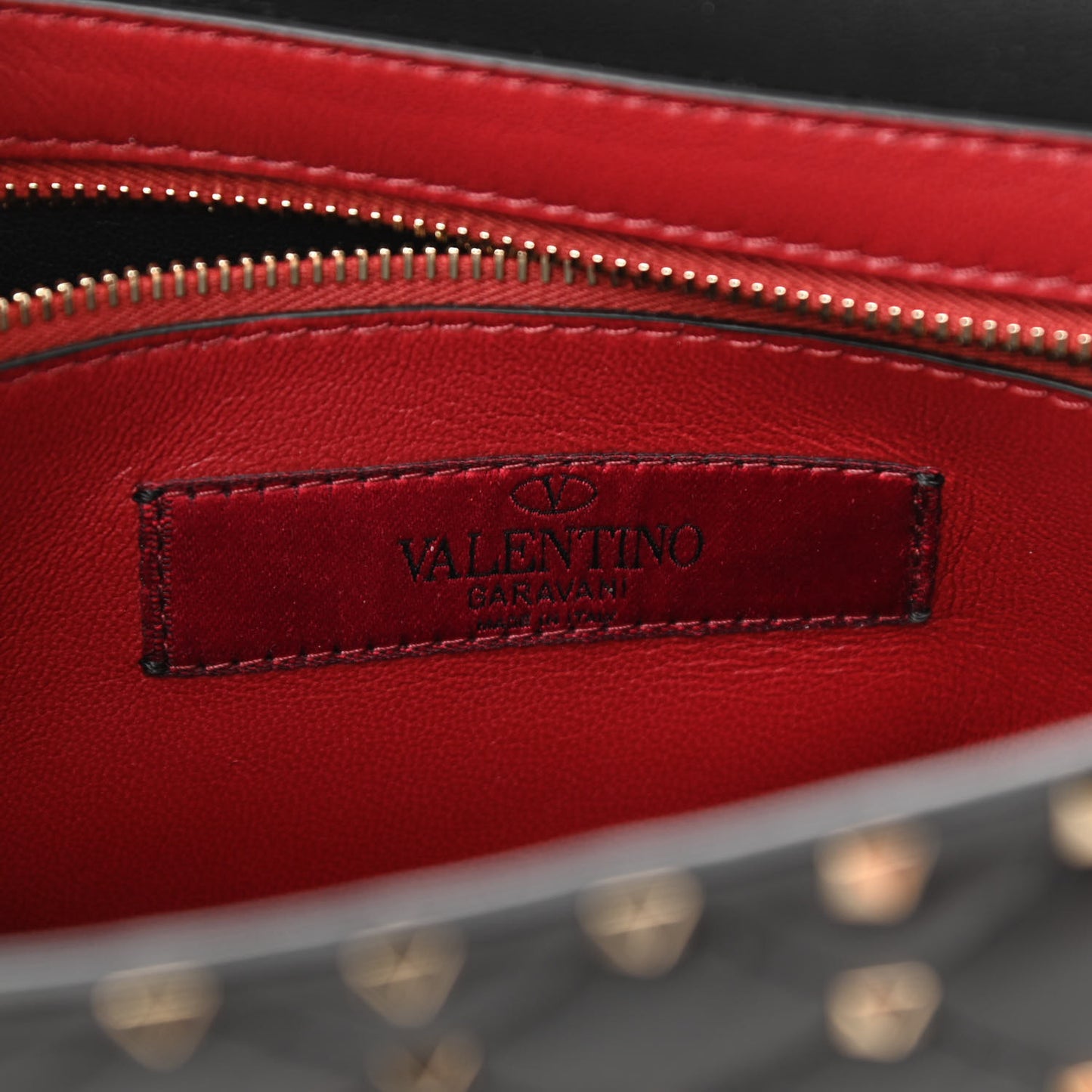 Lambskin Large Rockstud Spike Shoulder Bag Black