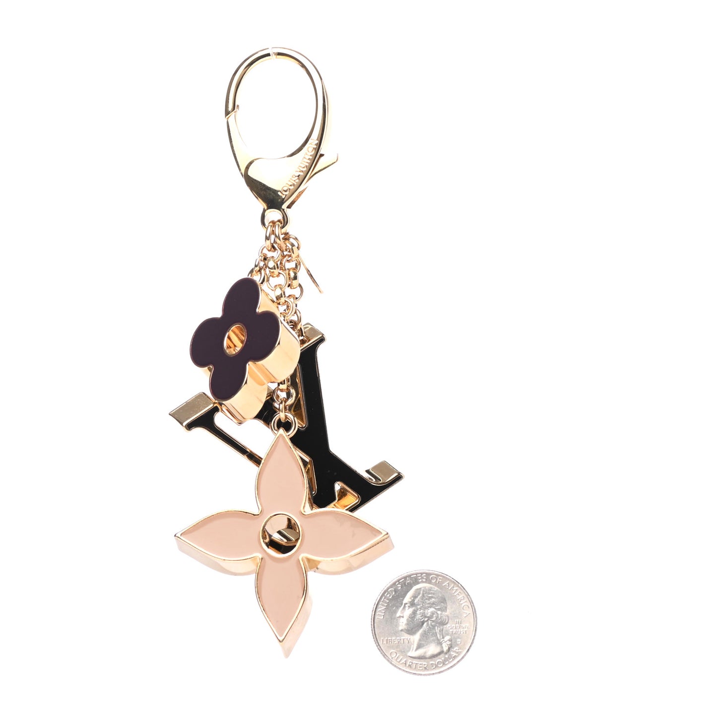 Fleur De Monogram Bag Charm Dore