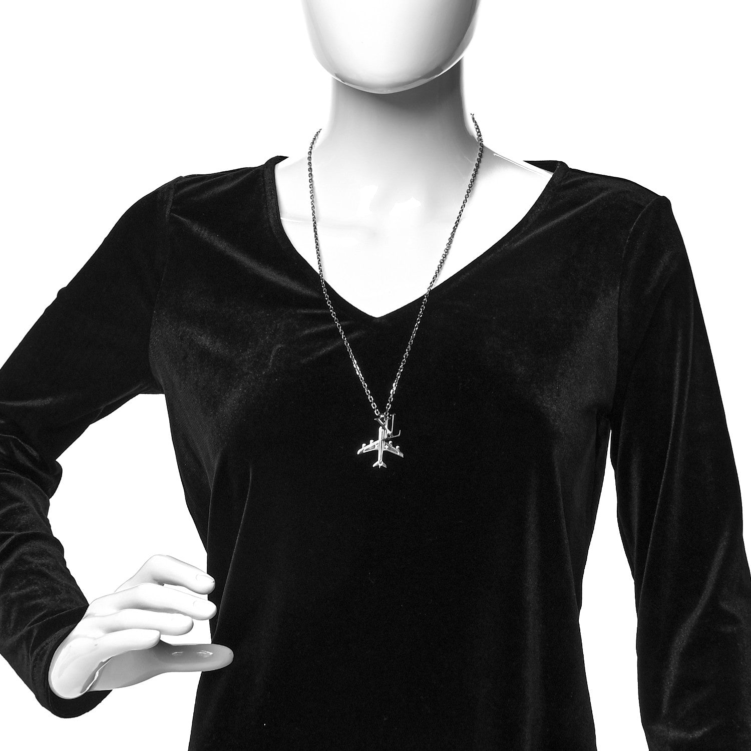 Louis Vuitton LV Plane Necklace Silver 2 of 5