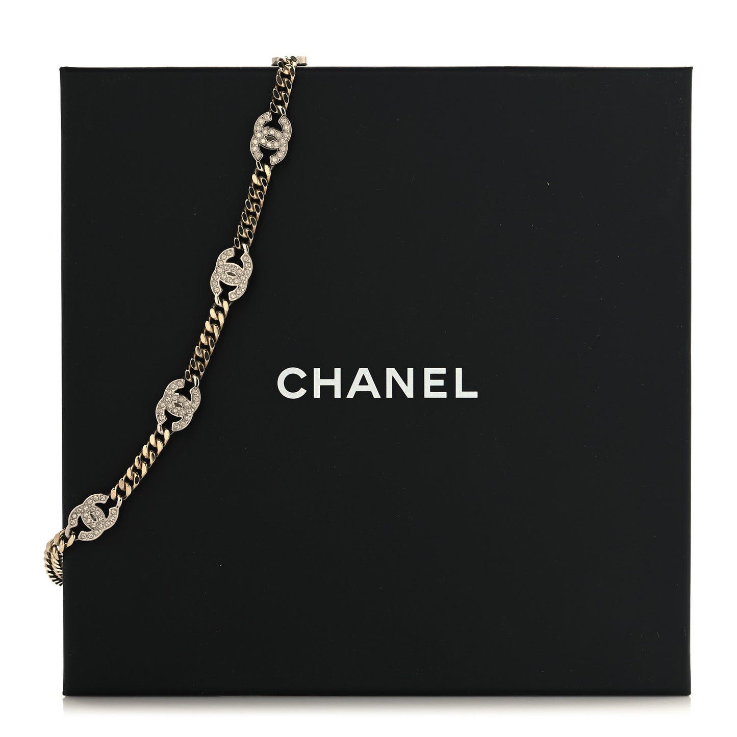 Metal Crystal Chain CC Choker Gold Silver