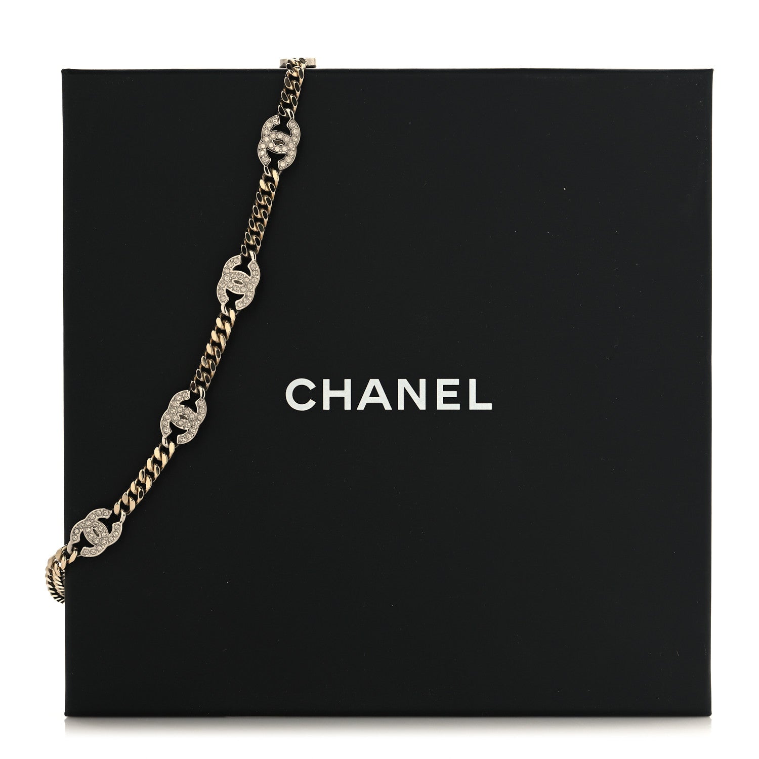 Chanel Metal Crystal Chain CC Choker Gold Silver 5 of 5