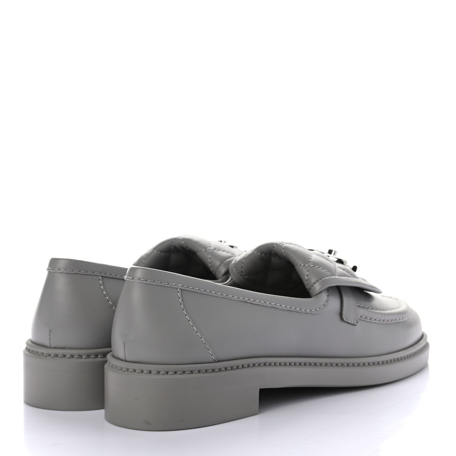 Chanel Lambskin Quilted CC Turnlock Moccasins 38.5 Grey 4 of 8