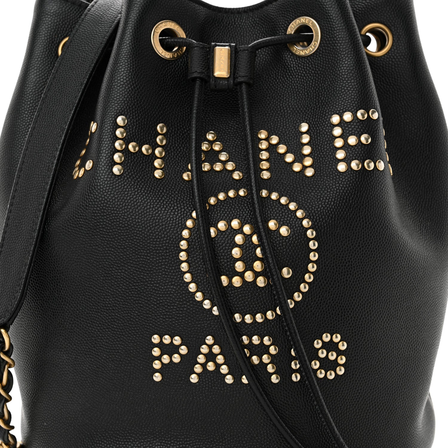 Chanel Caviar Deauville Drawstring Bucket Bag Black 8 of 10