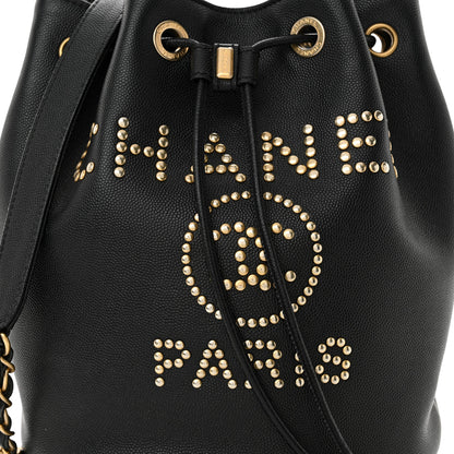 Chanel Caviar Deauville Drawstring Bucket Bag Black 8 of 10