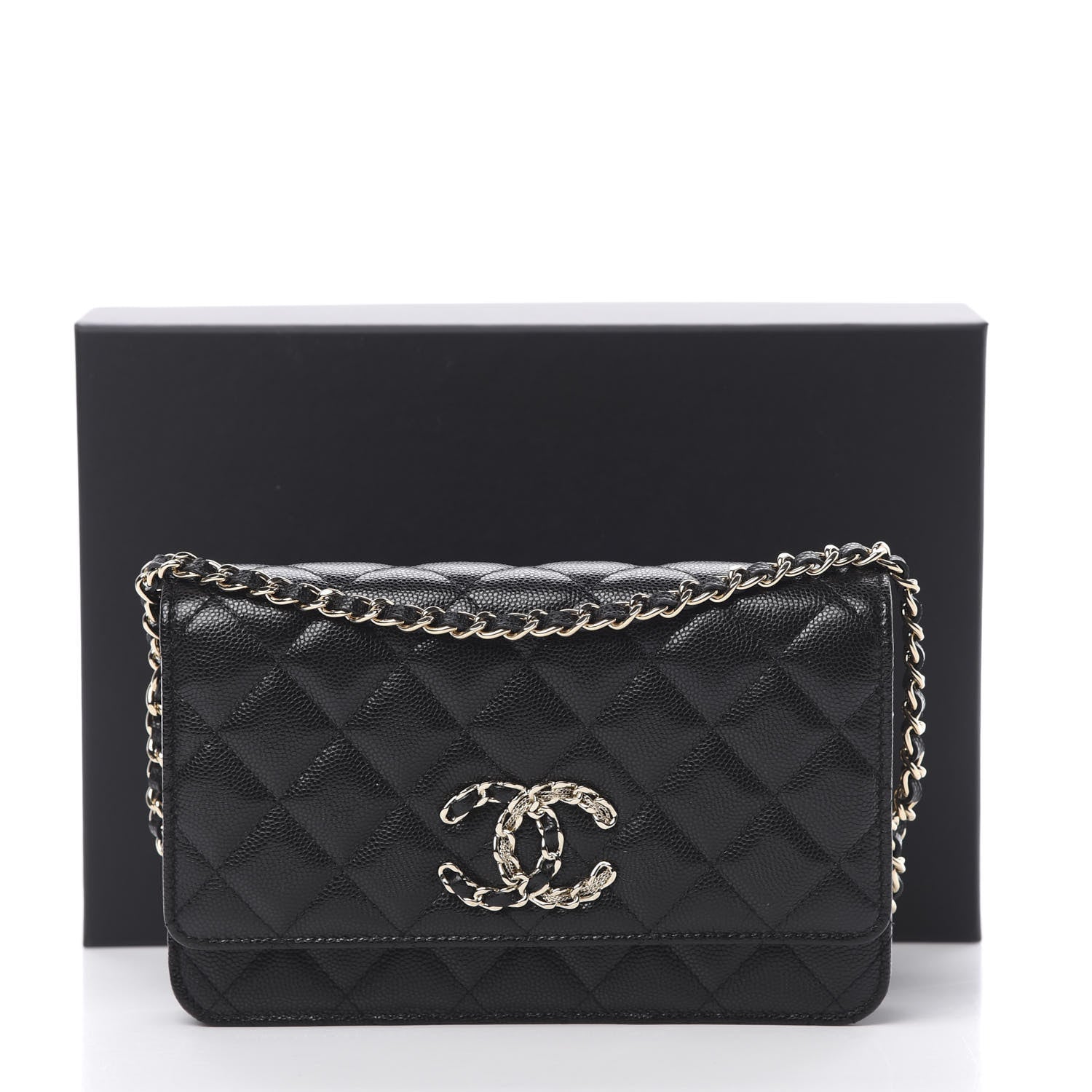 Chanel Caviar Quilted French New Wave Chain CC Wallet On Chain WOC Black 12 of 12