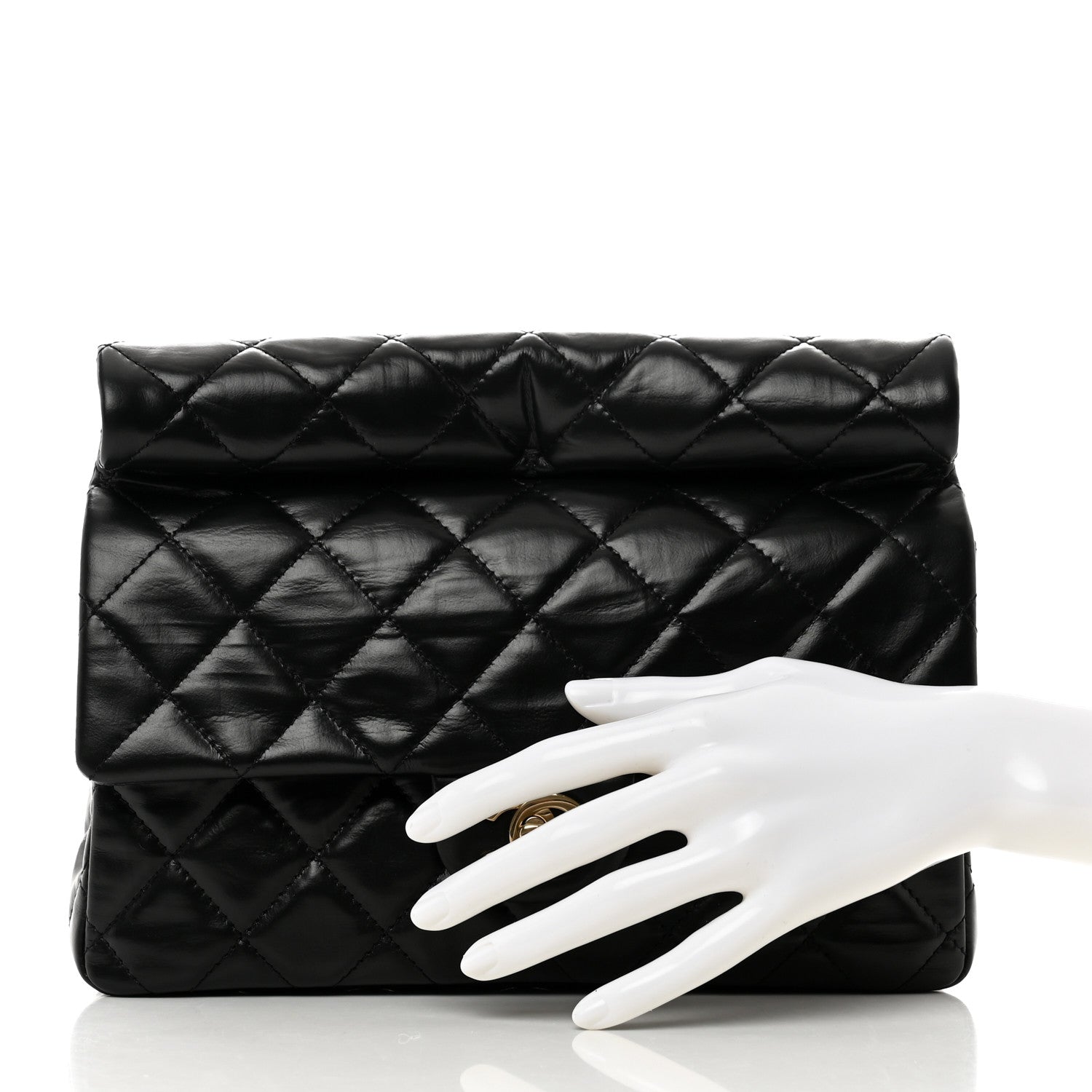 Chanel Crumpled Calfskin Quilted Clutch Black 2 of 7