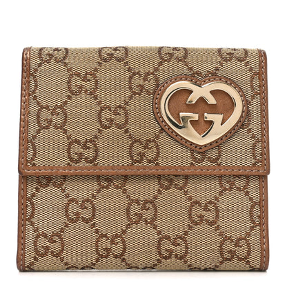 Gucci Metallic Calfskin Monogram Lovely Heart French Flap Wallet Bronze 1 of 7