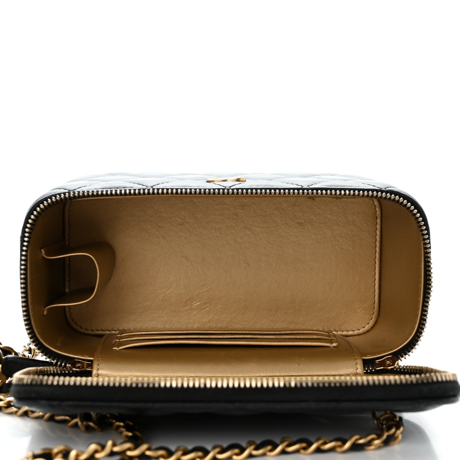 Chanel Lambskin Quilted Small Pearl Crush Vanity Case With Chain Black 5 of 12