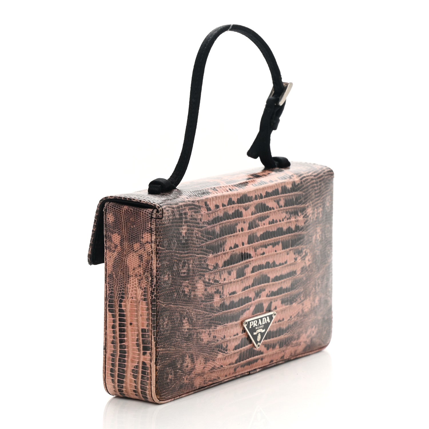 Prada Lizard Satin Strap Clutch Petalo 3 of 7