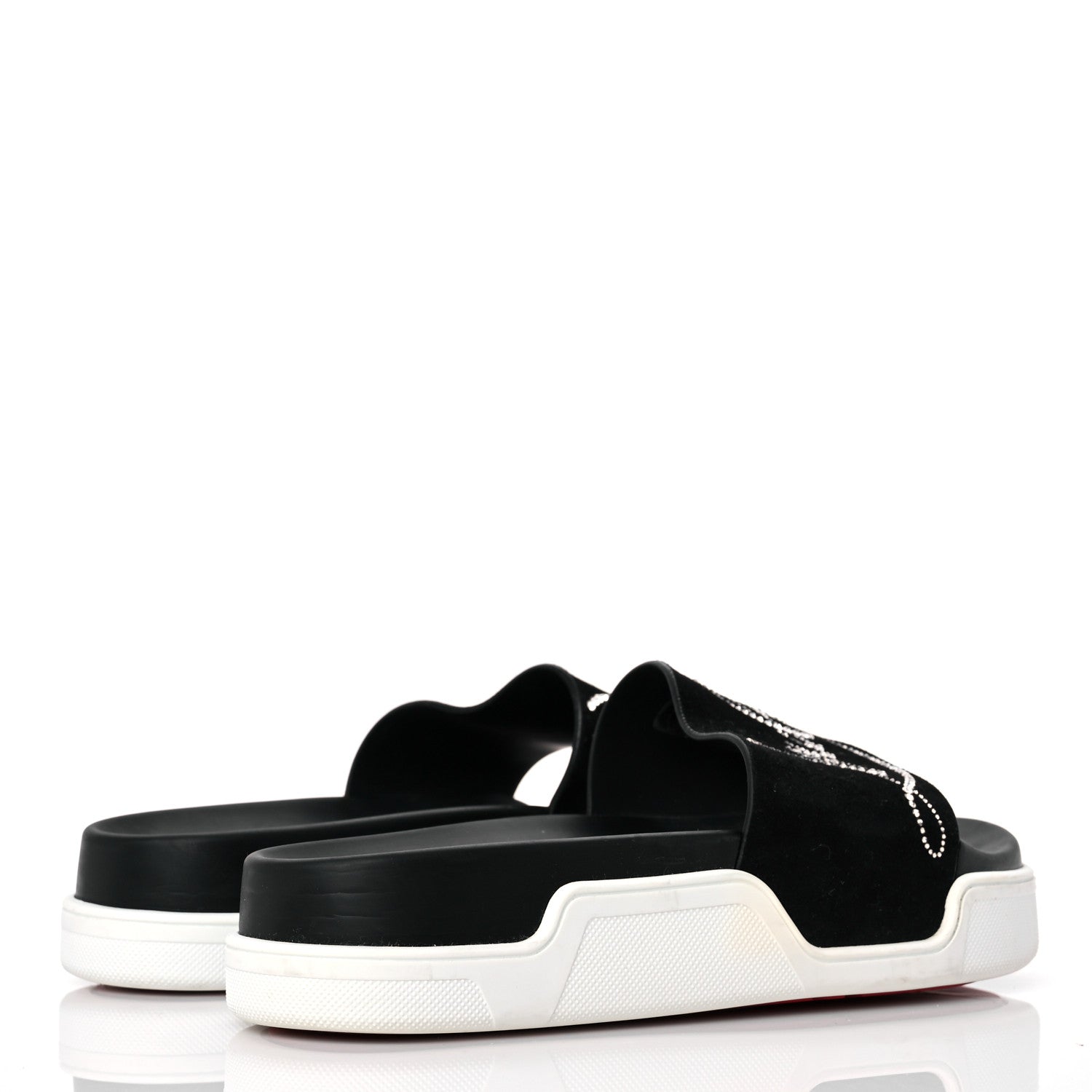 Christian Louboutin Veau Velours Strass Dear Pool Flat Platform Slide Sandal 38 Black 4 of 16