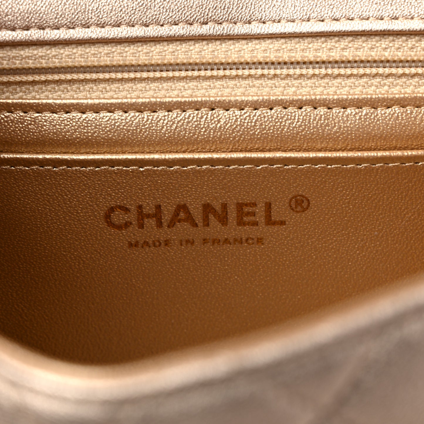 Metallic Lambskin Quilted Mini Square Flap Gold
