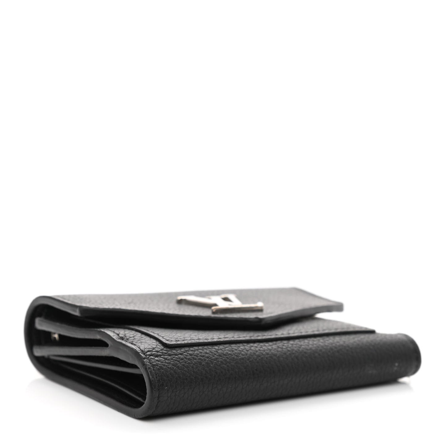 Soft Calfskin My Lockme Compact Wallet Black