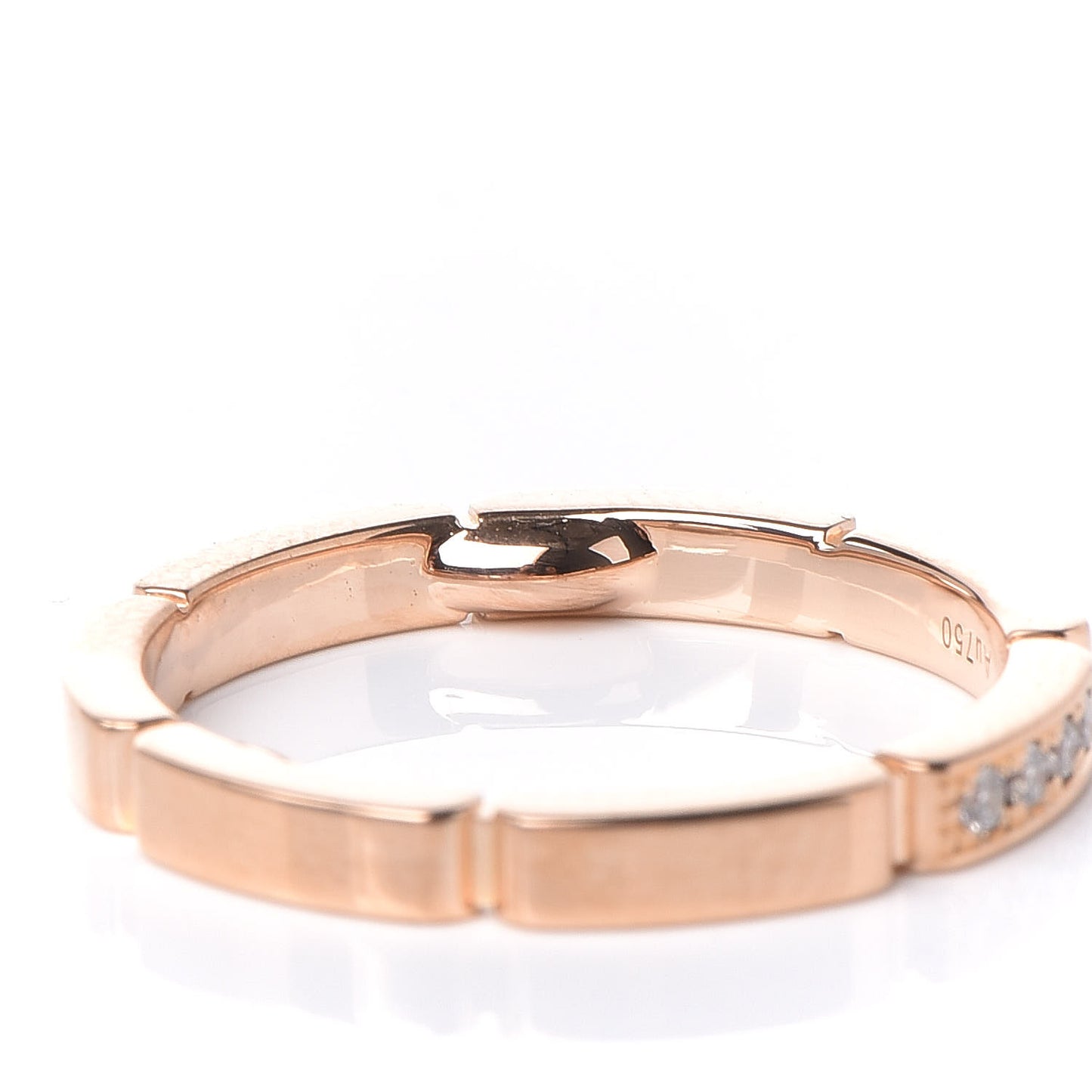 18K Pink Gold Diamond Maillon Panthere Wedding Band Ring 55 6.75