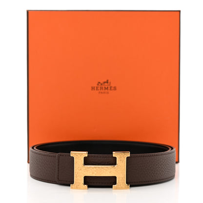 Hermes Box Togo 32mm Martelee H Belt 90 36 Black Chocolate 8 of 8
