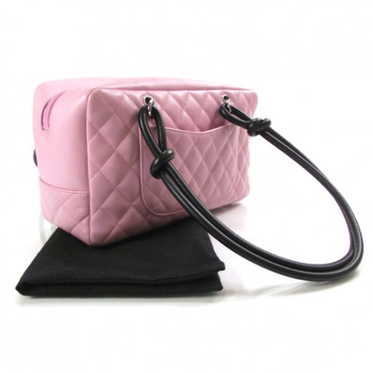 Chanel Calfskin Quilted Large Cambon Bowler Pink Black 3 of 12
