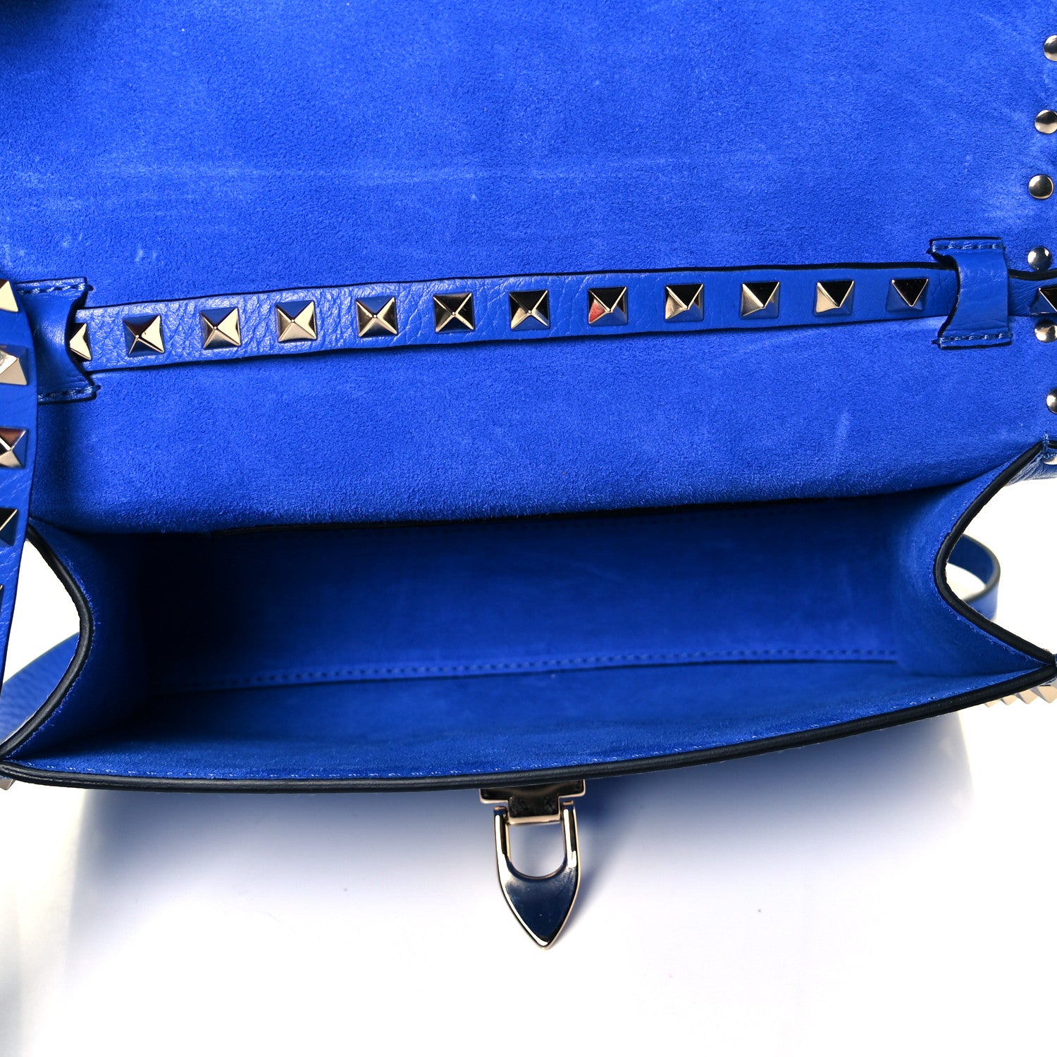 Valentino Garavani Pebbled Calfskin Medium Rockstud Flip Lock Crossbody Bag Acid Blue 12 of 14
