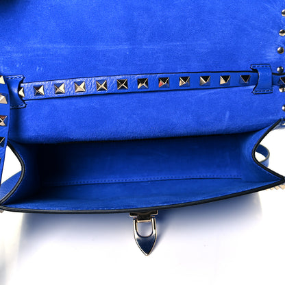 Valentino Garavani Pebbled Calfskin Medium Rockstud Flip Lock Crossbody Bag Acid Blue 12 of 14