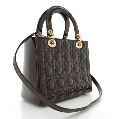 Christian Dior Patent Cannage Medium Lady Dior Dark Brown 3 of 11