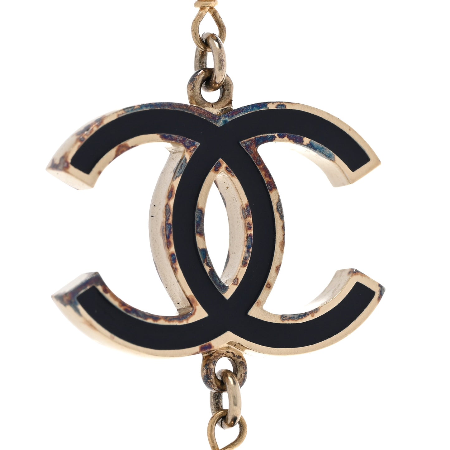 Pearl Beaded CC Long Necklace Navy