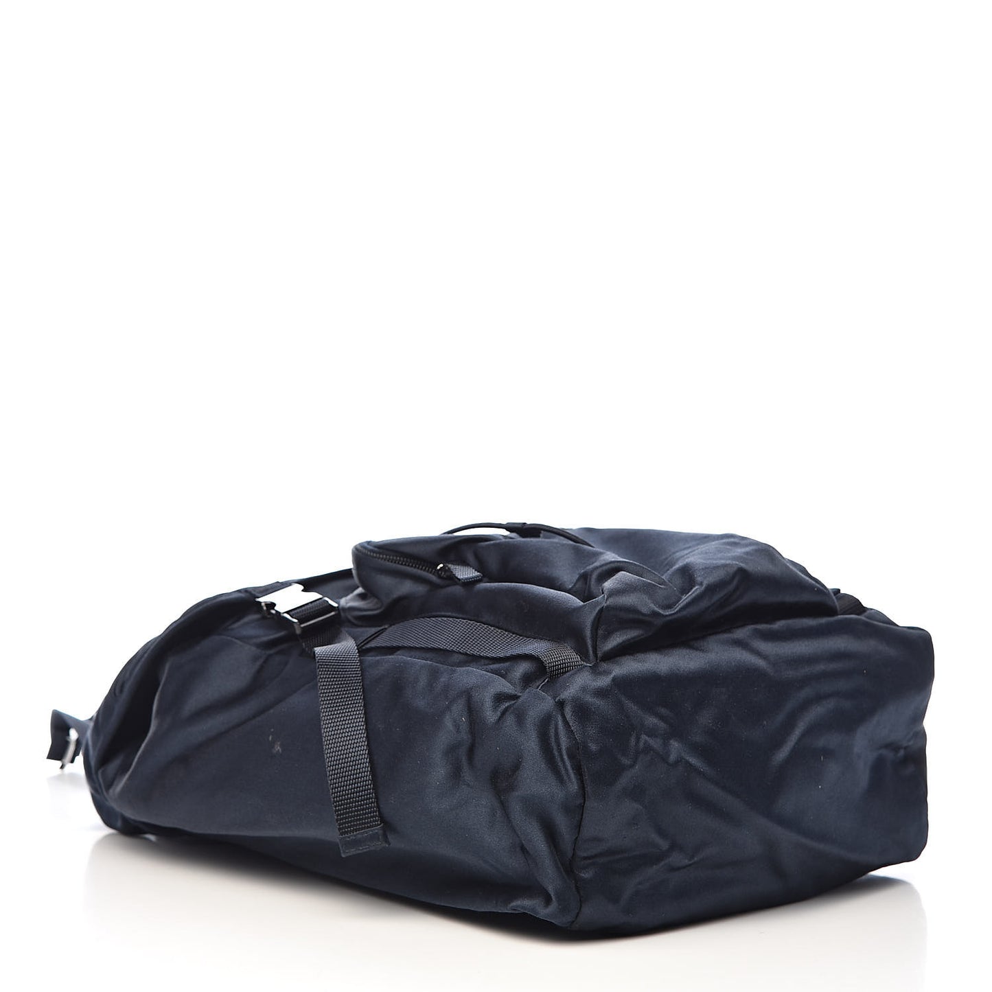 Satin Double Buckle Backpack Dark Blue