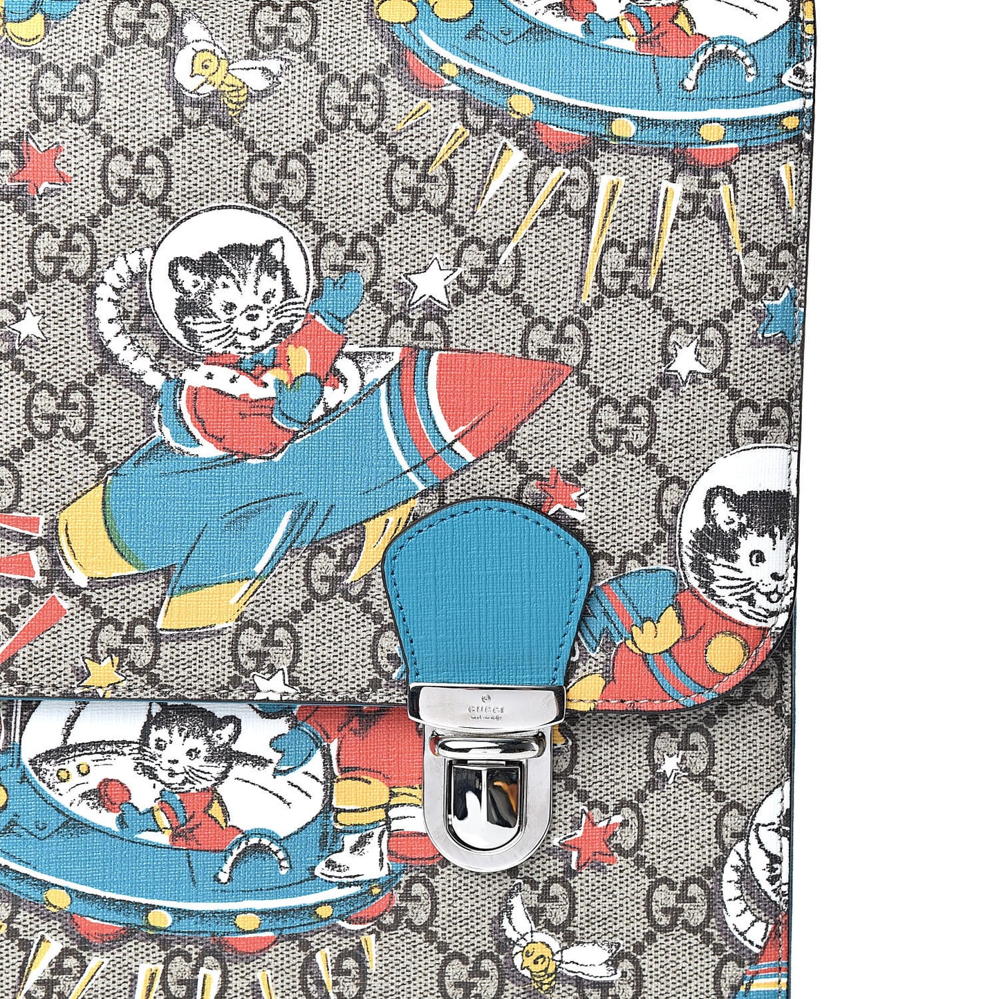 GG Supreme Monogram Space Cats Childrens Backpack Blue