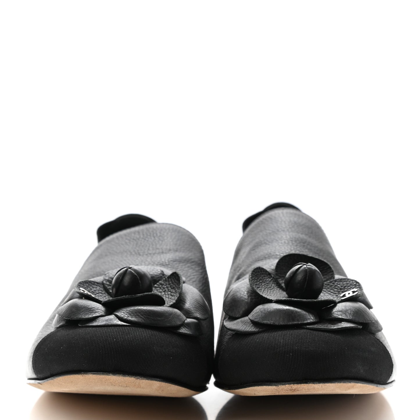 Calfskin Grosgrain Camellia Mocassin Loafers 39 Black
