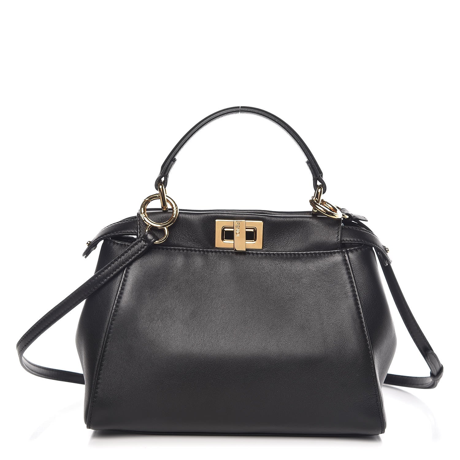 Fendi Nappa Mini Peekaboo Iconic Satchel Black 1 of 9
