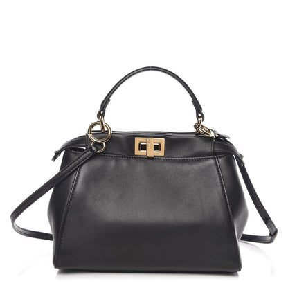 Fendi Nappa Mini Peekaboo Iconic Satchel Black 1 of 9