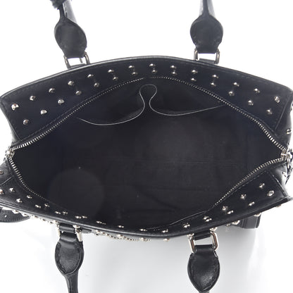 Alexander McQueen Calfskin Small Studded Padlock Zip Around Tote Black 4 of 9