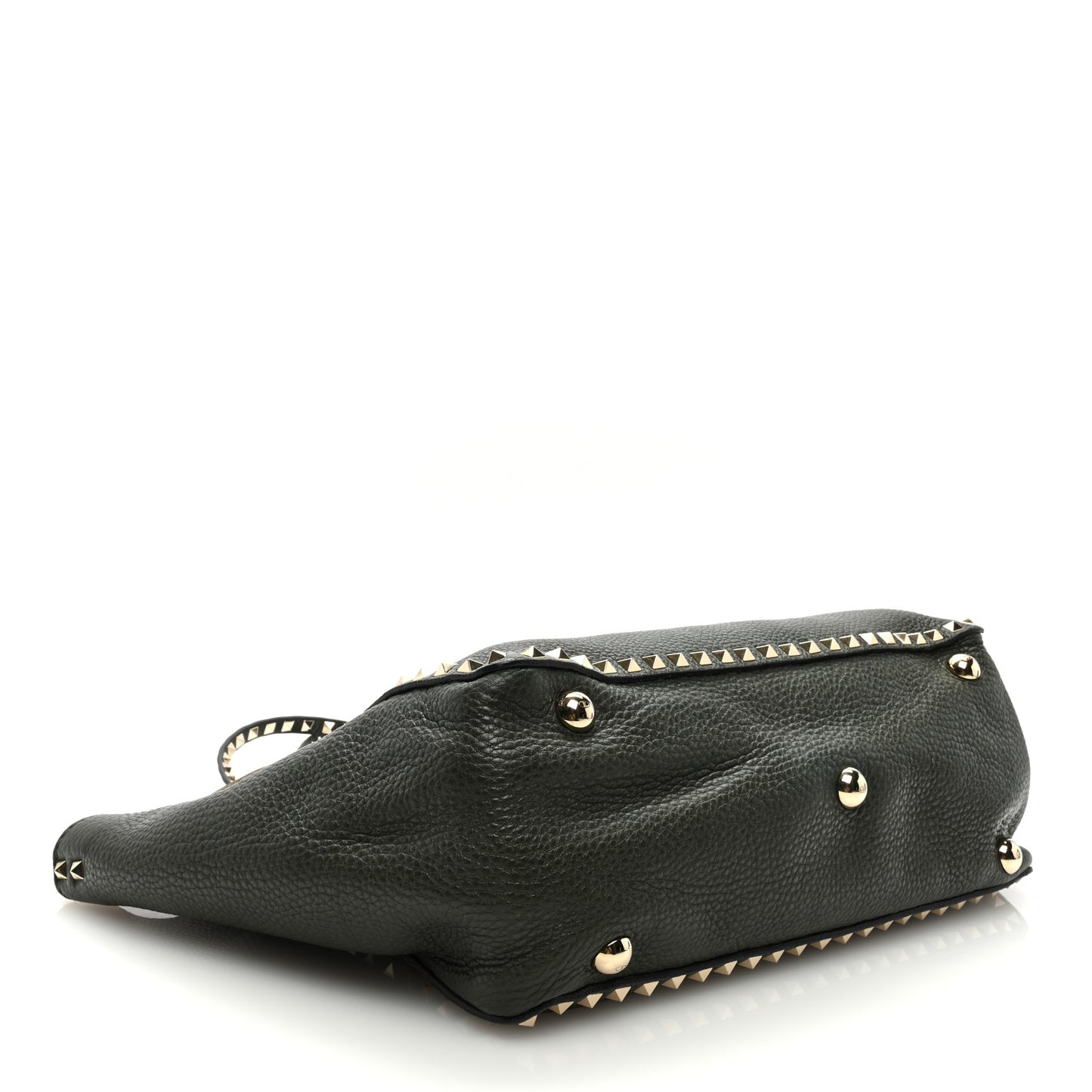 Pebbled Calfskin Medium Rockstud Tote Army Green