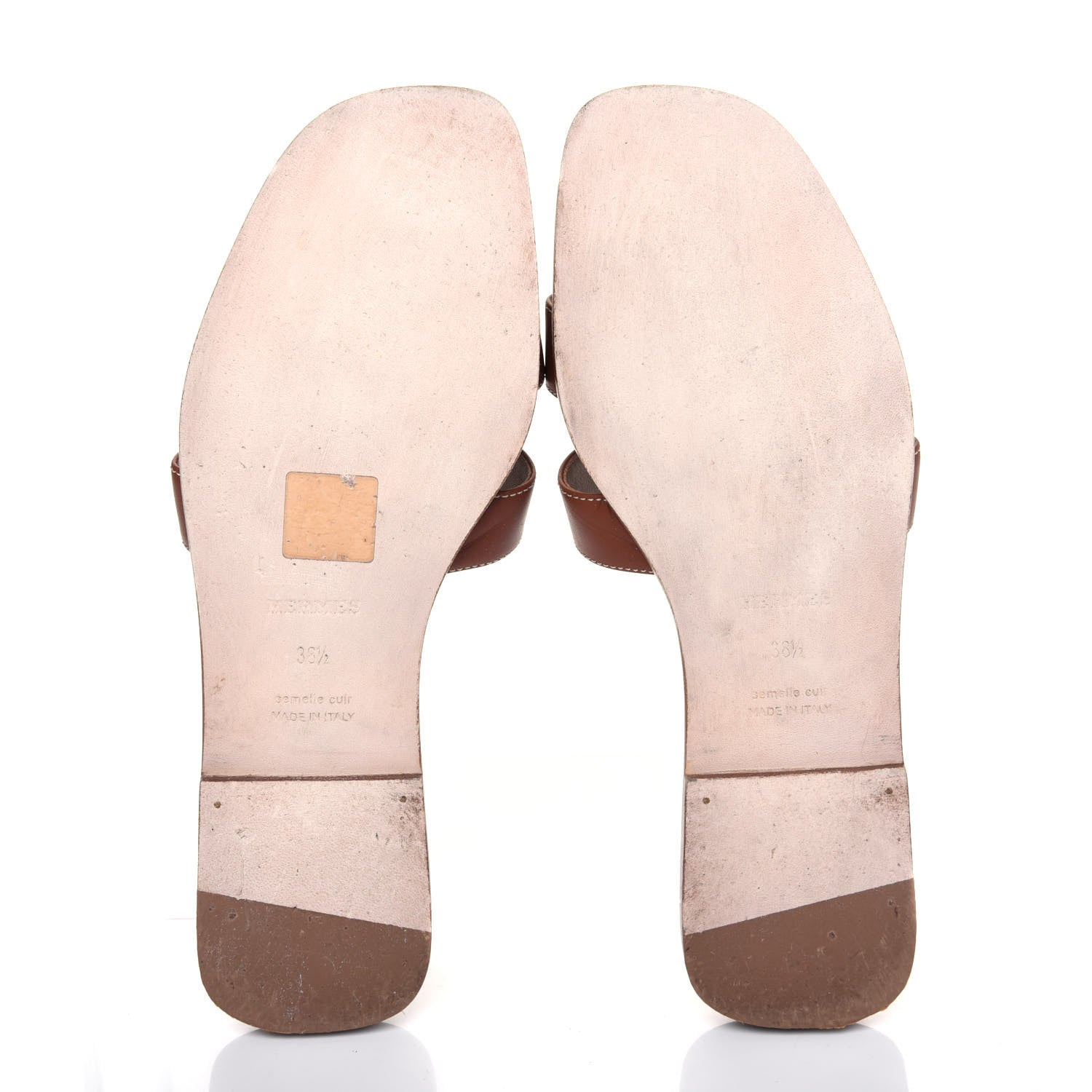 Hermes Box Calfskin Oran Sandals 38.5 Gold 5 of 16