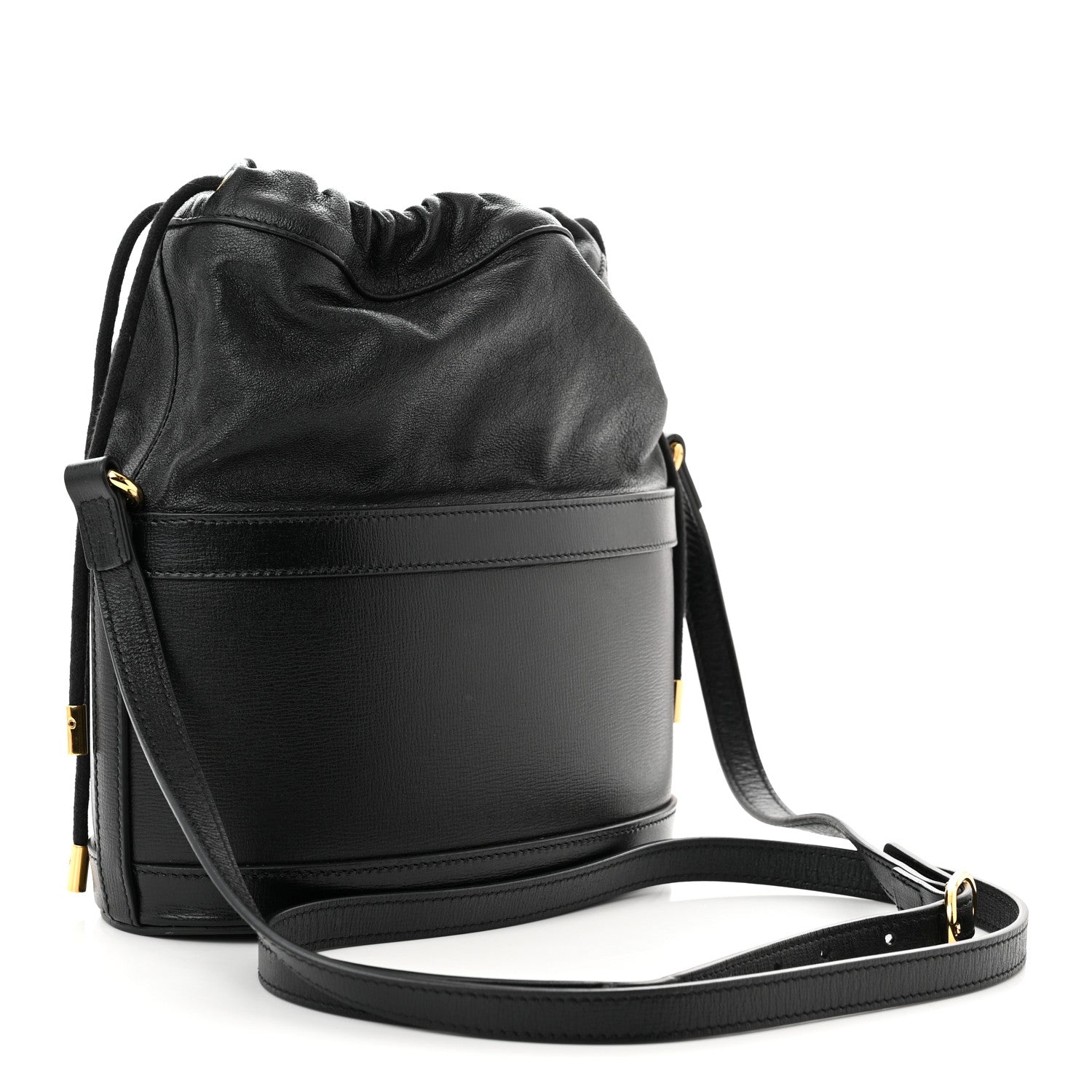 Gucci Azalea Sakai Calfskin Horsebit 1955 Drawstring Bucket Bag Black 4 of 19