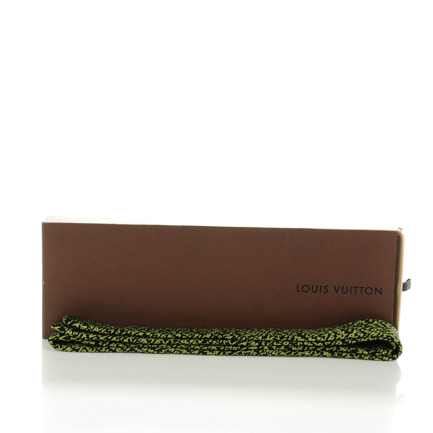 Louis Vuitton Silk Graffiti Mens Skinny Neck Tie Green 4 of 4
