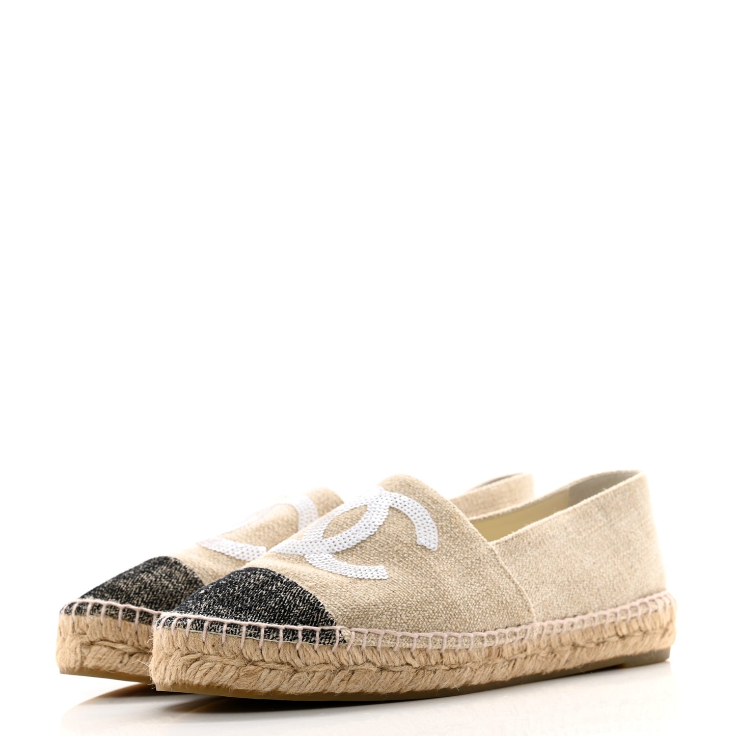 Toile Sequin CC Espadrilles 39 Beige Black