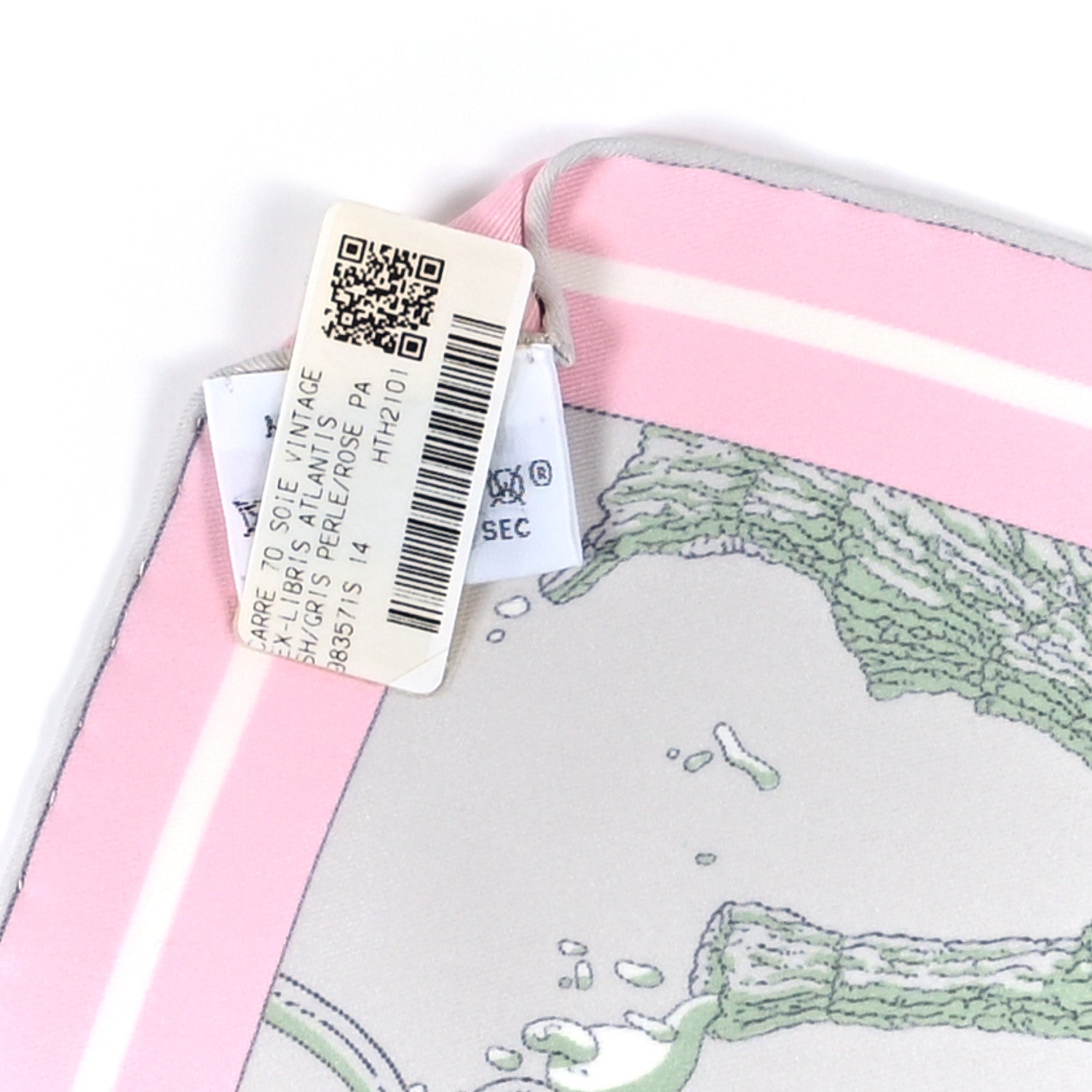 Hermes Silk Vintage Ex Libris Atlantis Scarf 70 Gris Perle Rose Pale 3 of 5