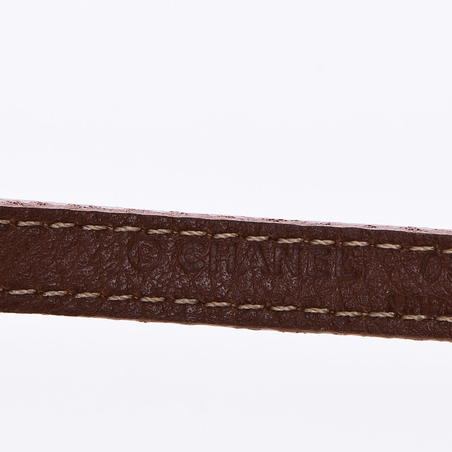 Calfskin Crystal Camellia Double Wrap Bracelet Brown