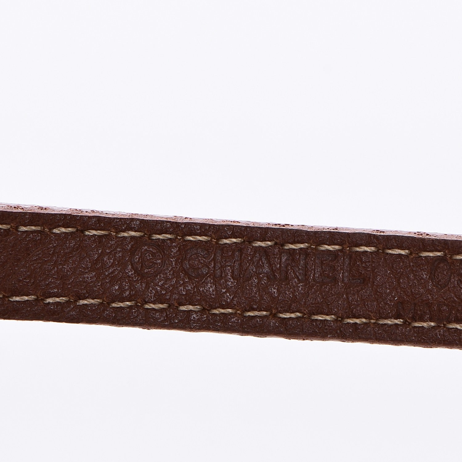 Chanel Calfskin Crystal Camellia Double Wrap Bracelet Brown 5 of 8
