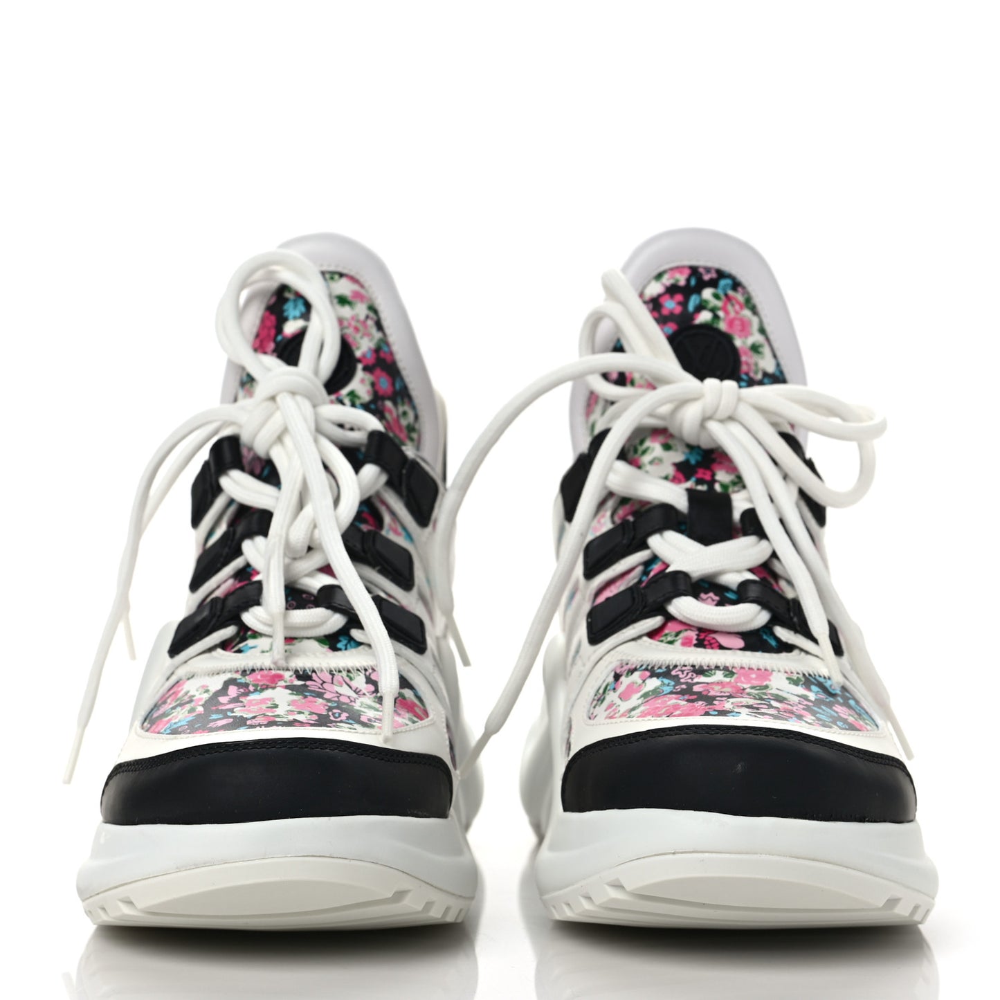 Flower Printed Calfskin Monogram LV Archlight Sneakers 36 Black Rose