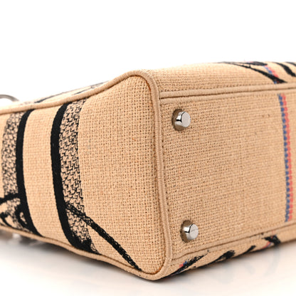 Christian Dior Canvas Jute Embroidered Medium Lady D-Lite Beige Multicolor 8 of 9