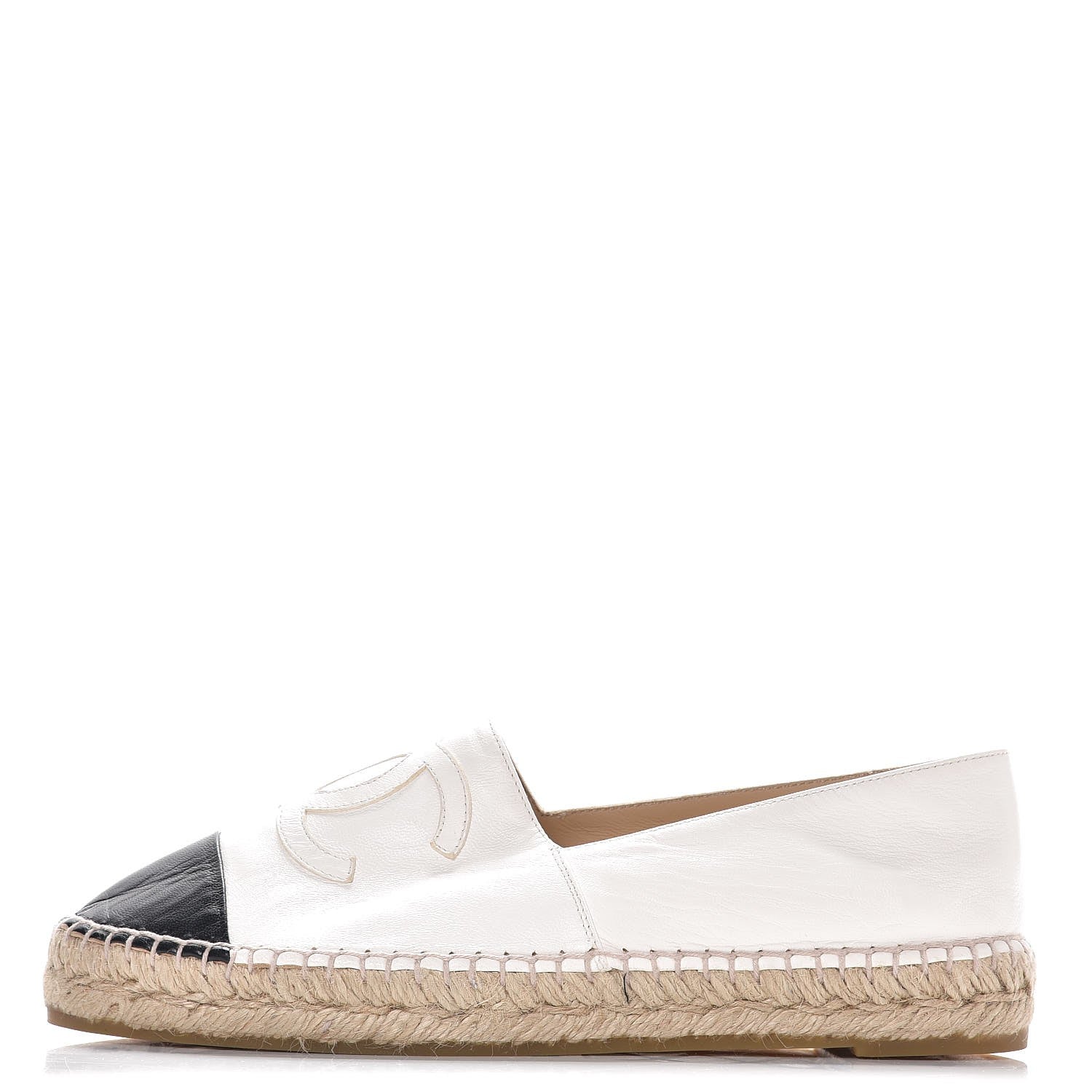 Chanel Lambskin CC Espadrilles 38 White Black 1 of 9