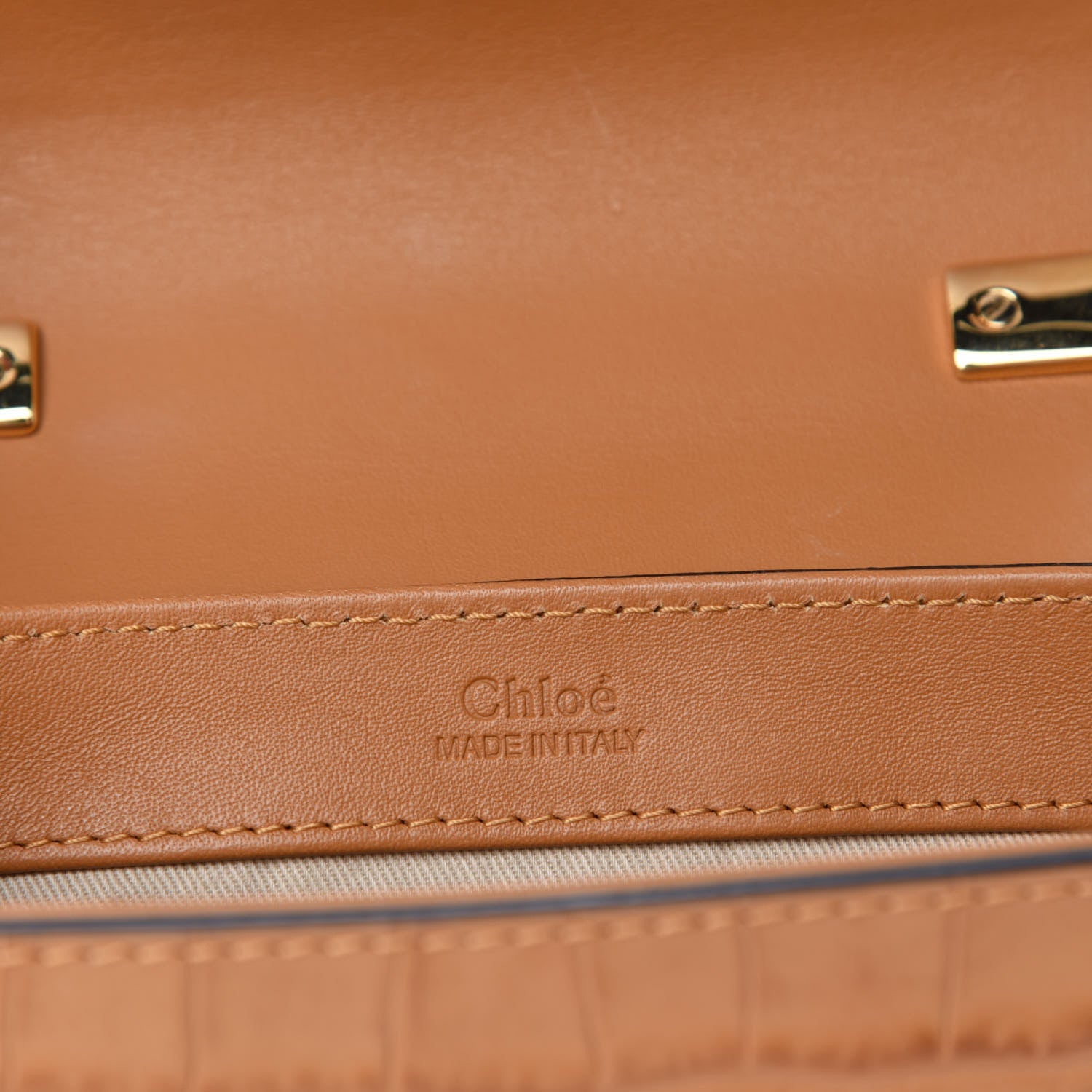 Chloe Calfskin Crocodile Embossed Mini C Double Carry Autumnal Brown 8 of 9