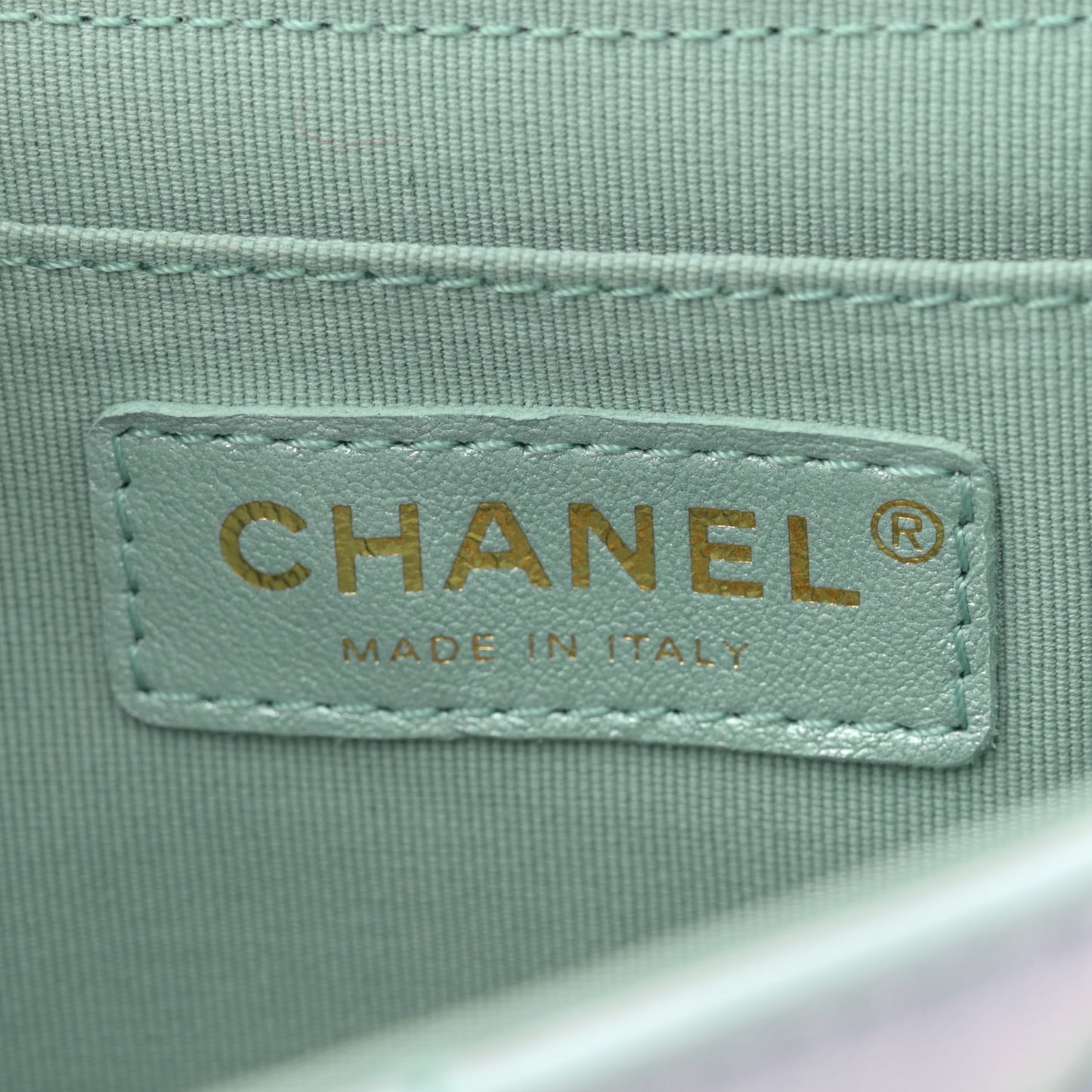 Iridescent Lambskin Quilted Baywatch Top Handle Flap Light Blue
