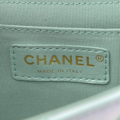 Chanel Iridescent Lambskin Quilted Baywatch Top Handle Flap Light Blue 6 of 12