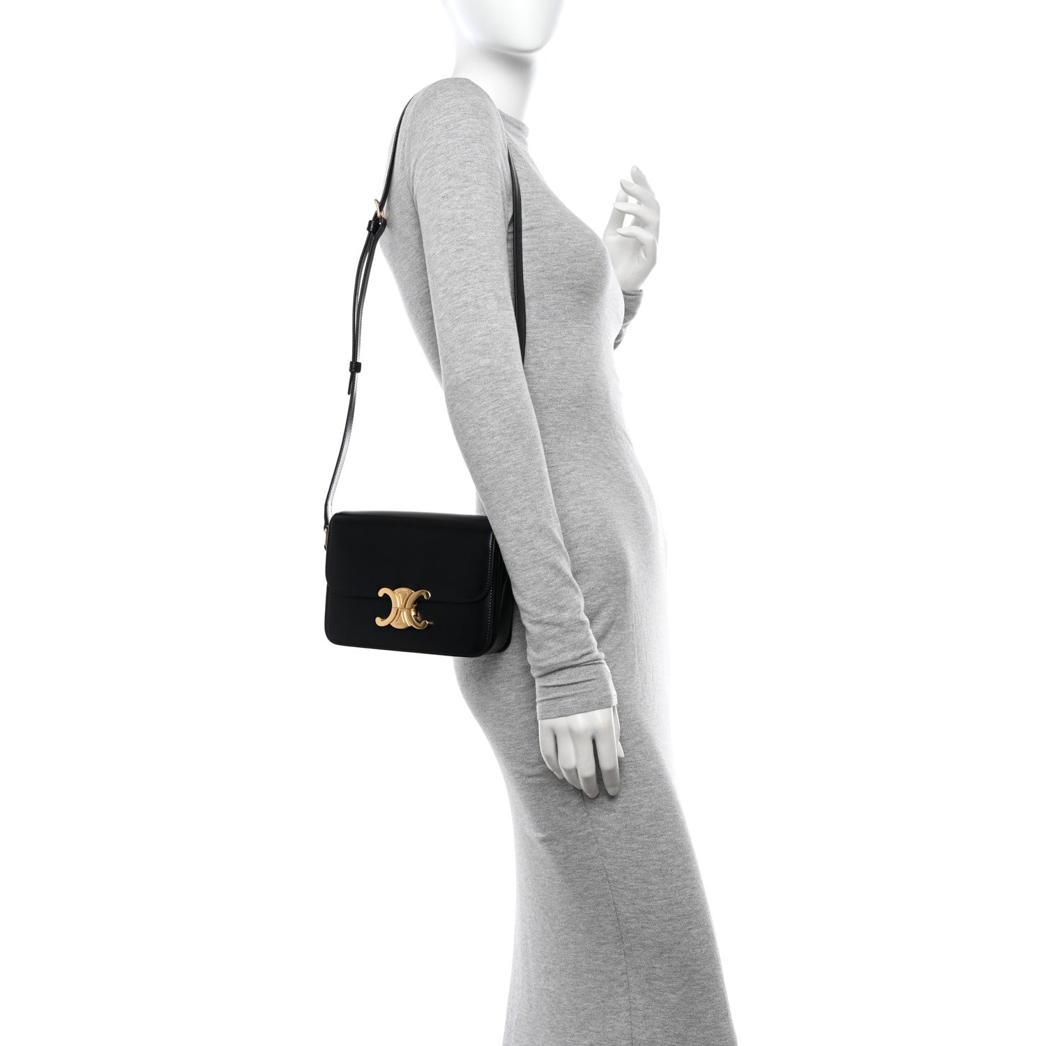 Celine Shiny Calfskin Teen Triomphe Black 2 of 12